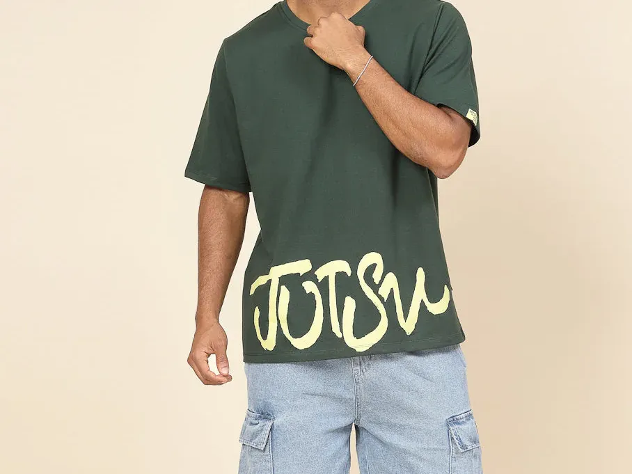 Anime Enchantment Oversized Olive Green Tee