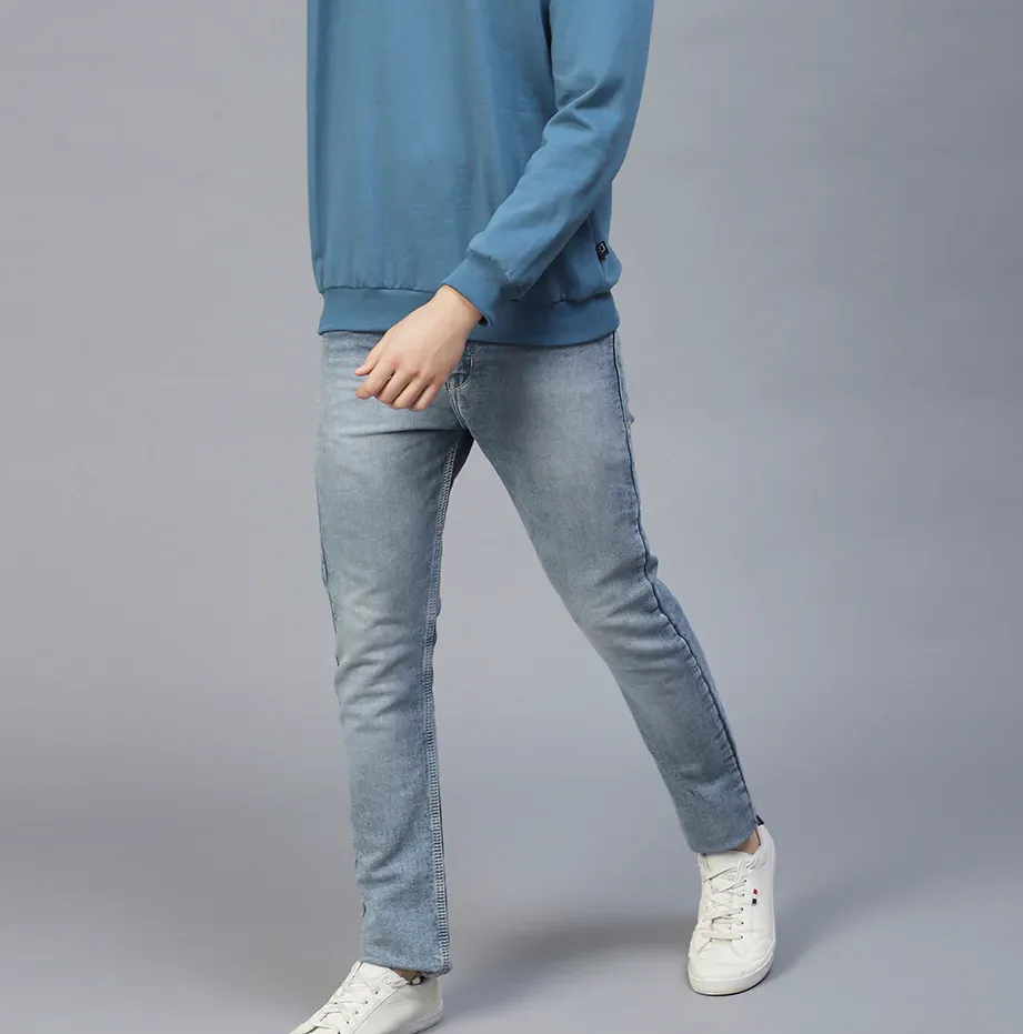 Back Printed Oversize Fleece Sky Blue Sweatshirt