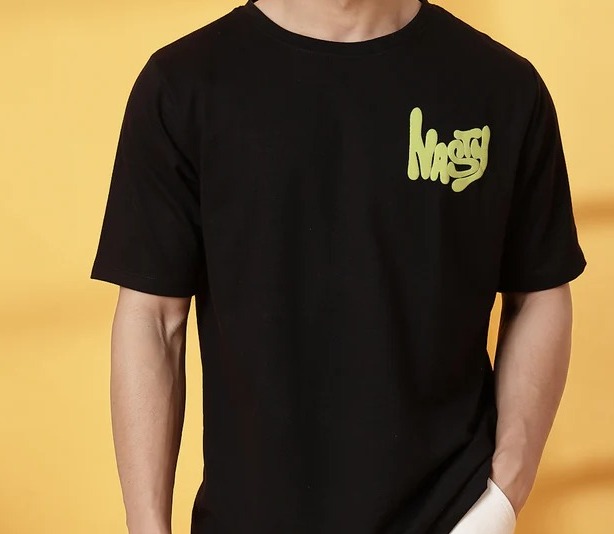 Back Puff Print Black T-Shirt