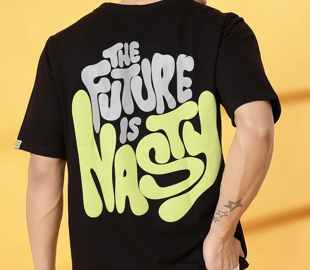 Back Puff Print Black T-Shirt