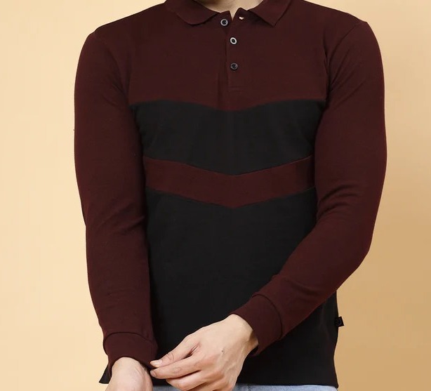 Block Tone Polo Wine T-shirt