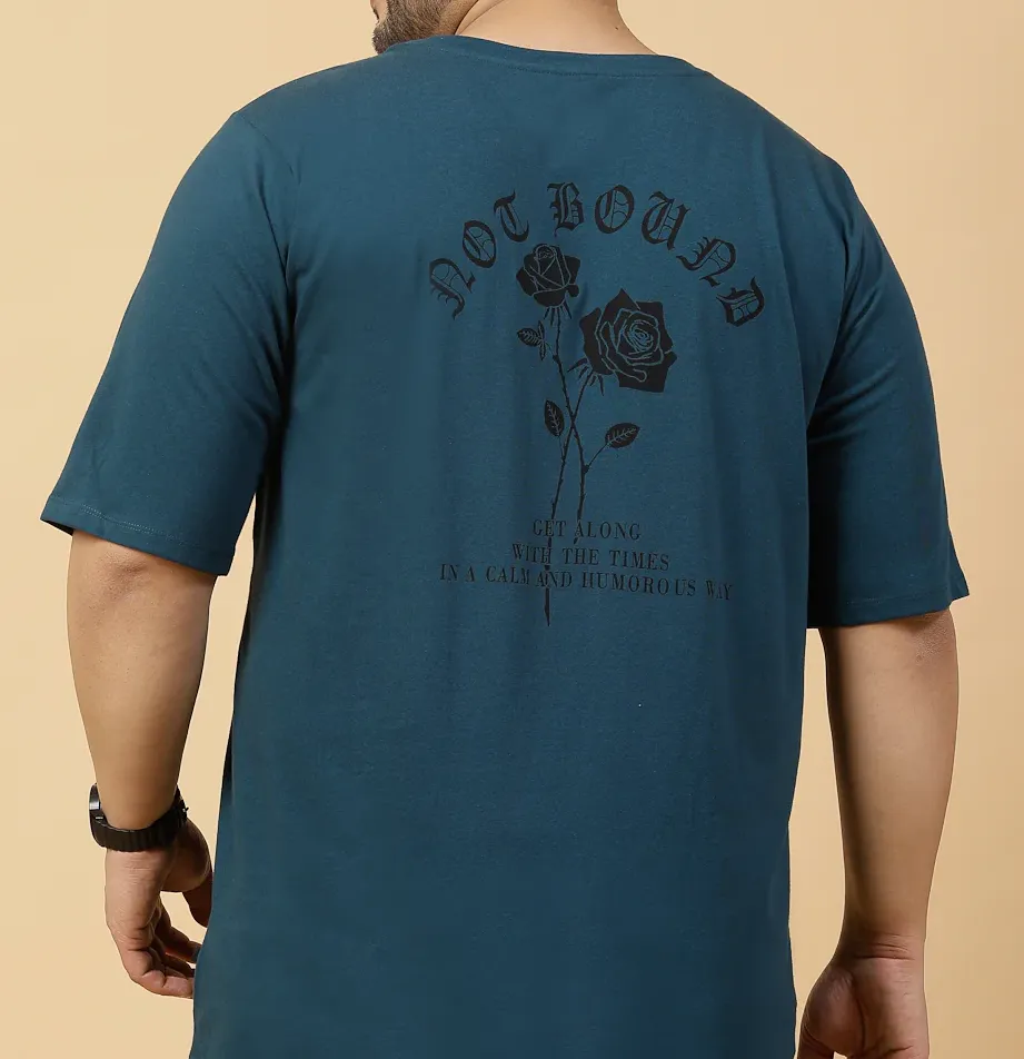 Casual Cool Printed Oversized Jersey Teal T-Shirt