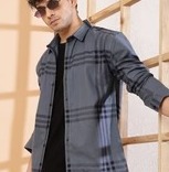 Classic Checkered Cotton Black Shirt