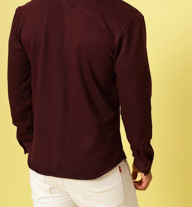 Classic Cuban Collar Terry Wine Shirt
