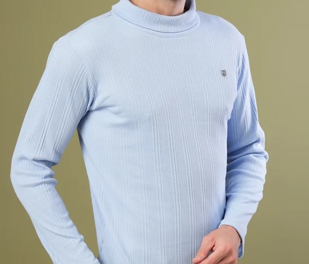 Classic Ribbed Turtleneck Light blue T-Shirt