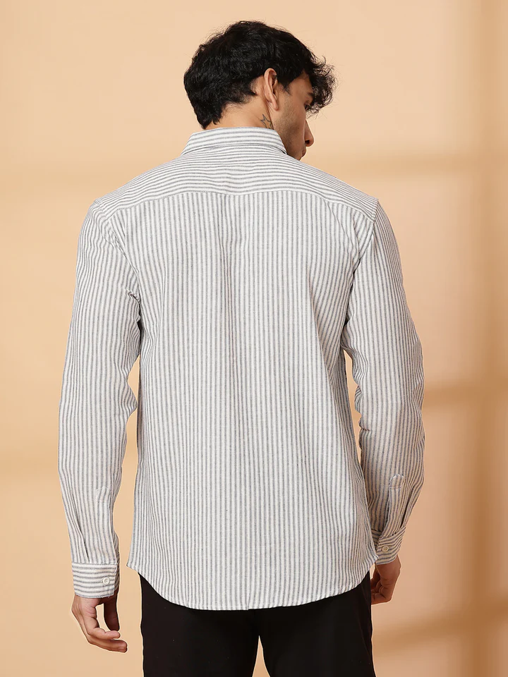 Classic Striped Linen white Shirt