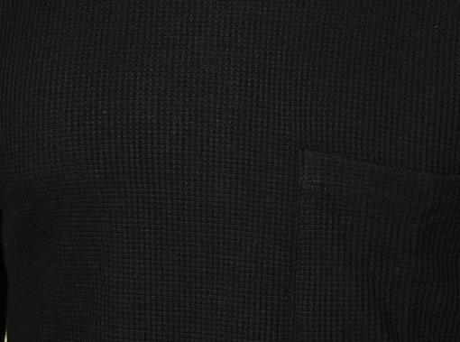 Classic Waffle Knit Round Neck Jet Black T-shirt