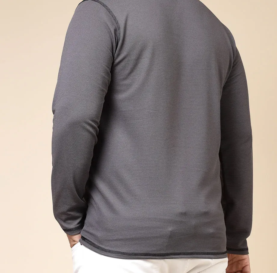 Contrast Stitch Corduroy Charcoal T-Shirt