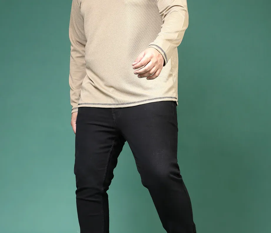 Contrast Stitch Corduroy Cream T-Shirt