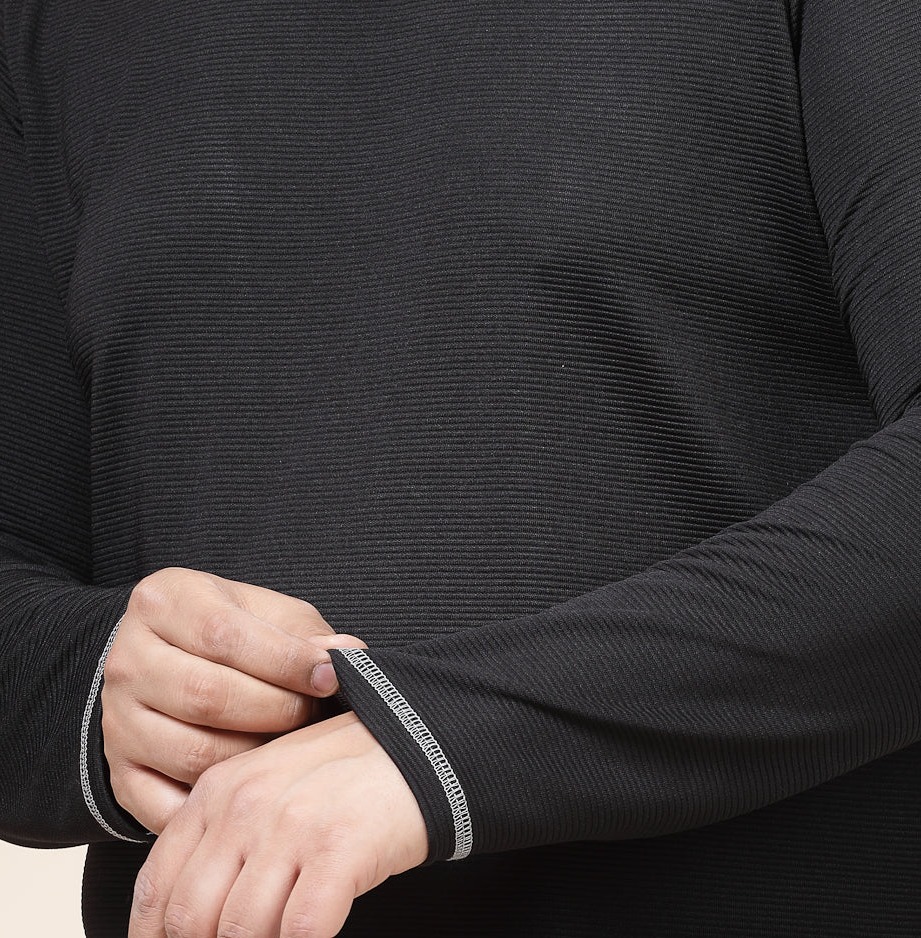 Contrast Stitch Corduroy Jet Black T-Shirt