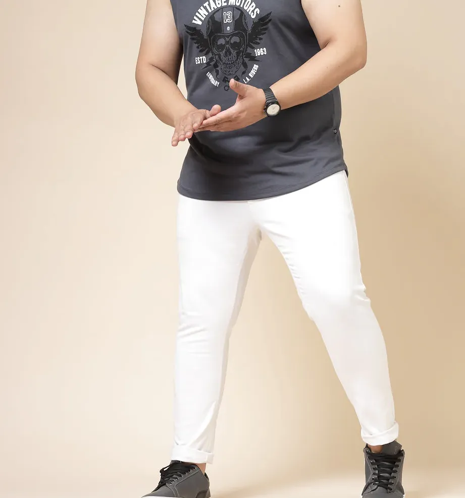 Cotton Canvas Typography Vest Charcoal T-Shirt