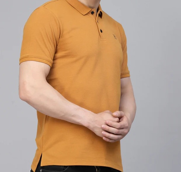 Cotton Solid Half Sleeves Polo Brown T-Shirt