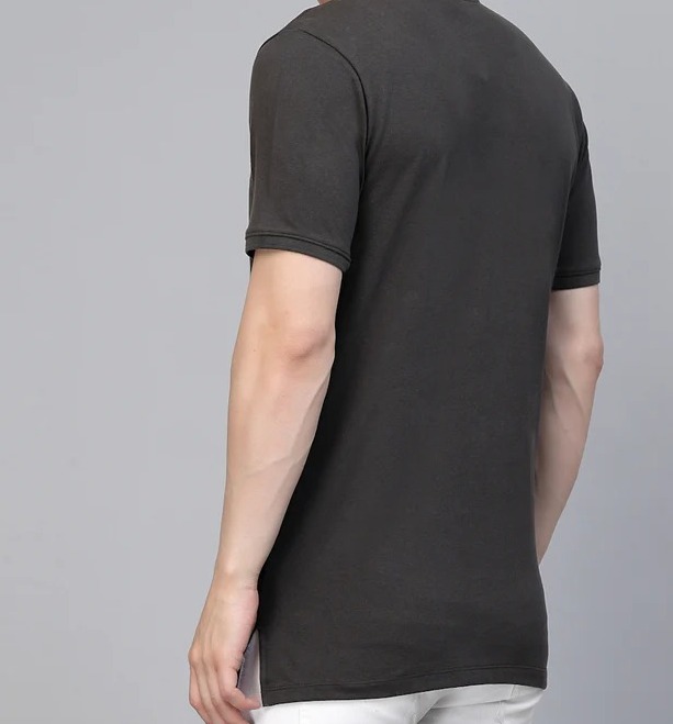 Cotton Solid Half Sleeves Polo Charcoal T-Shirt