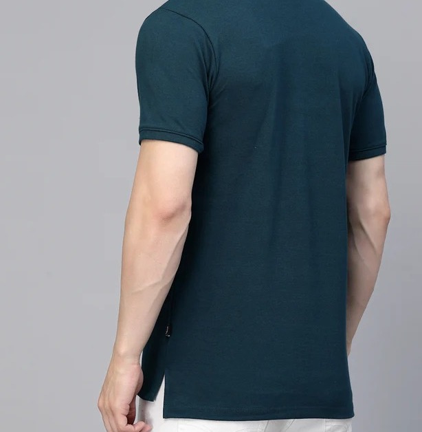 Cotton Solid Half Sleeves Polo Teal T-Shirt