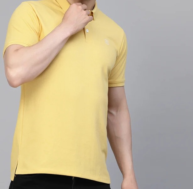 Cotton Solid Half Sleeves Polo Yellow T-Shirt
