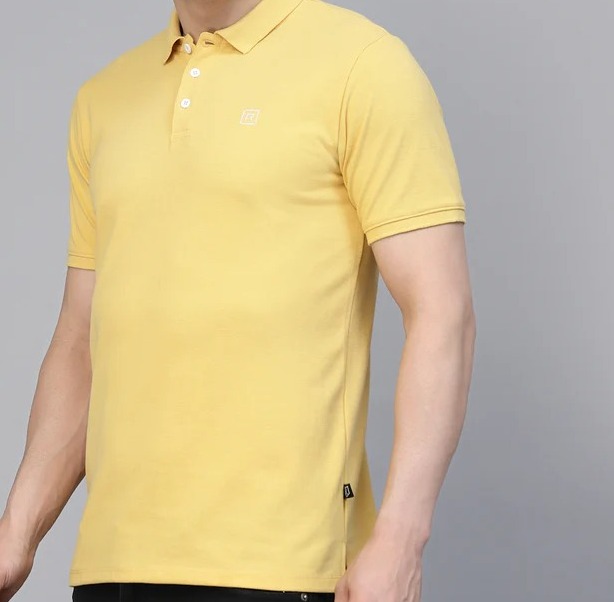 Cotton Solid Half Sleeves Polo Yellow T-Shirt