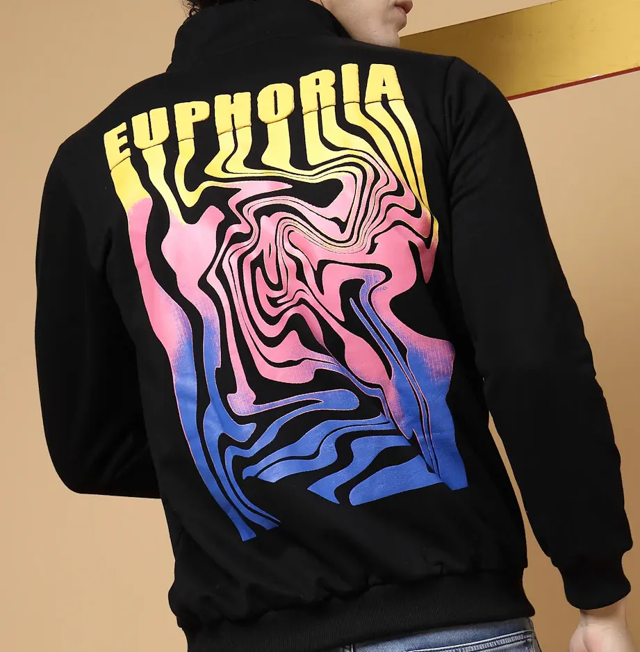 Euphoria Puff Printed Black Sweatshirt