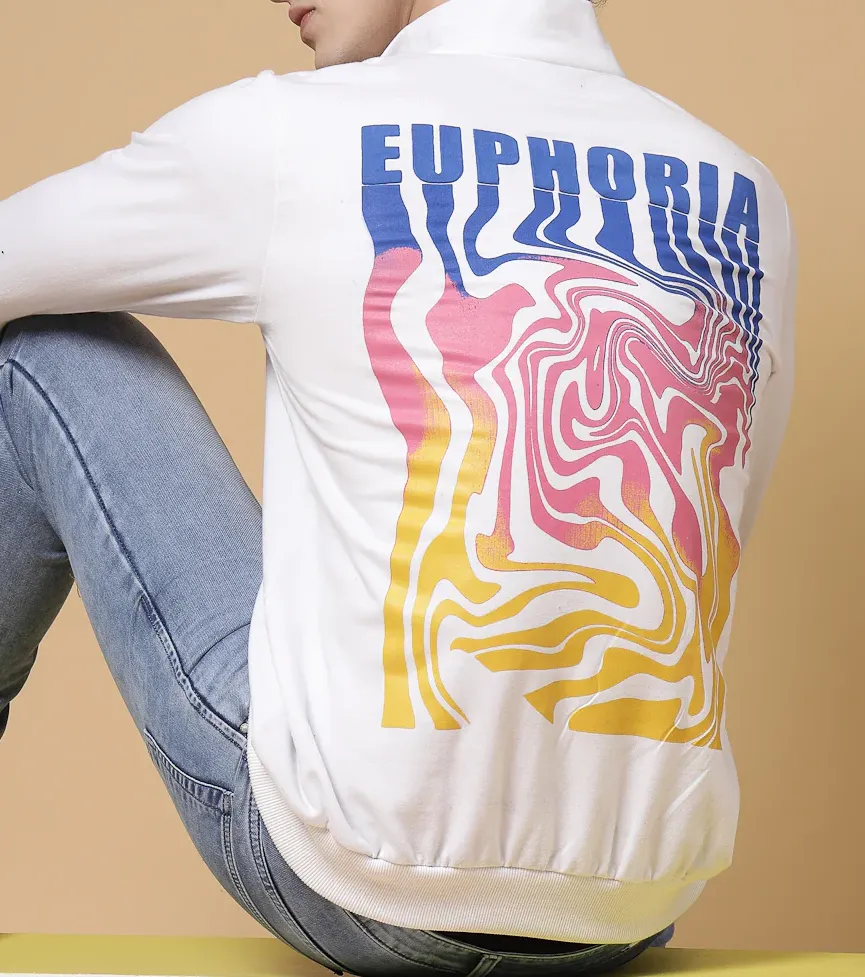 Euphoria Puff Printed White Sweatshirt