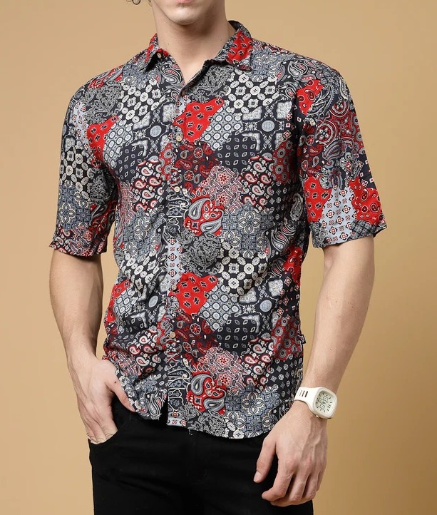 Exotic Hawaiian Shirt With Drop Shoulders Blue
