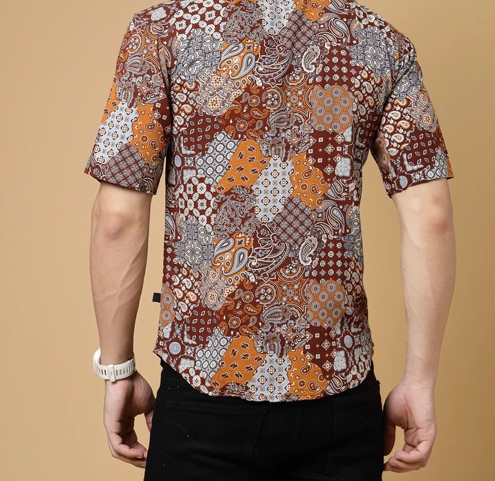Exotic Hawaiian Shirt With Drop Shoulders Brown