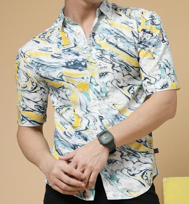 Exotic Hawaiian Shirt With Drop Shoulders Yellow