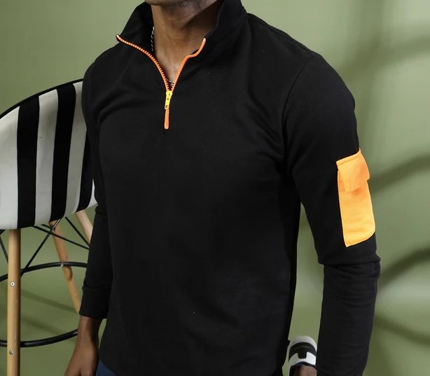 Men's Relaxed Terry Polo Jet Black T-Shirt