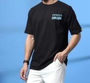 Men Black Typography Oversized T-shirt