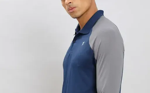 Men Colorblock Slim Fit Polo Navy T-shirt