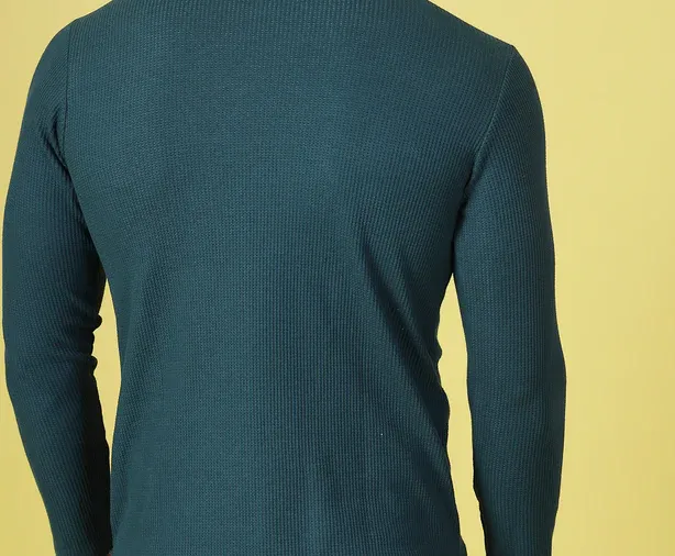 Men’s Essential Turtleneck Teal Green T-Shirt