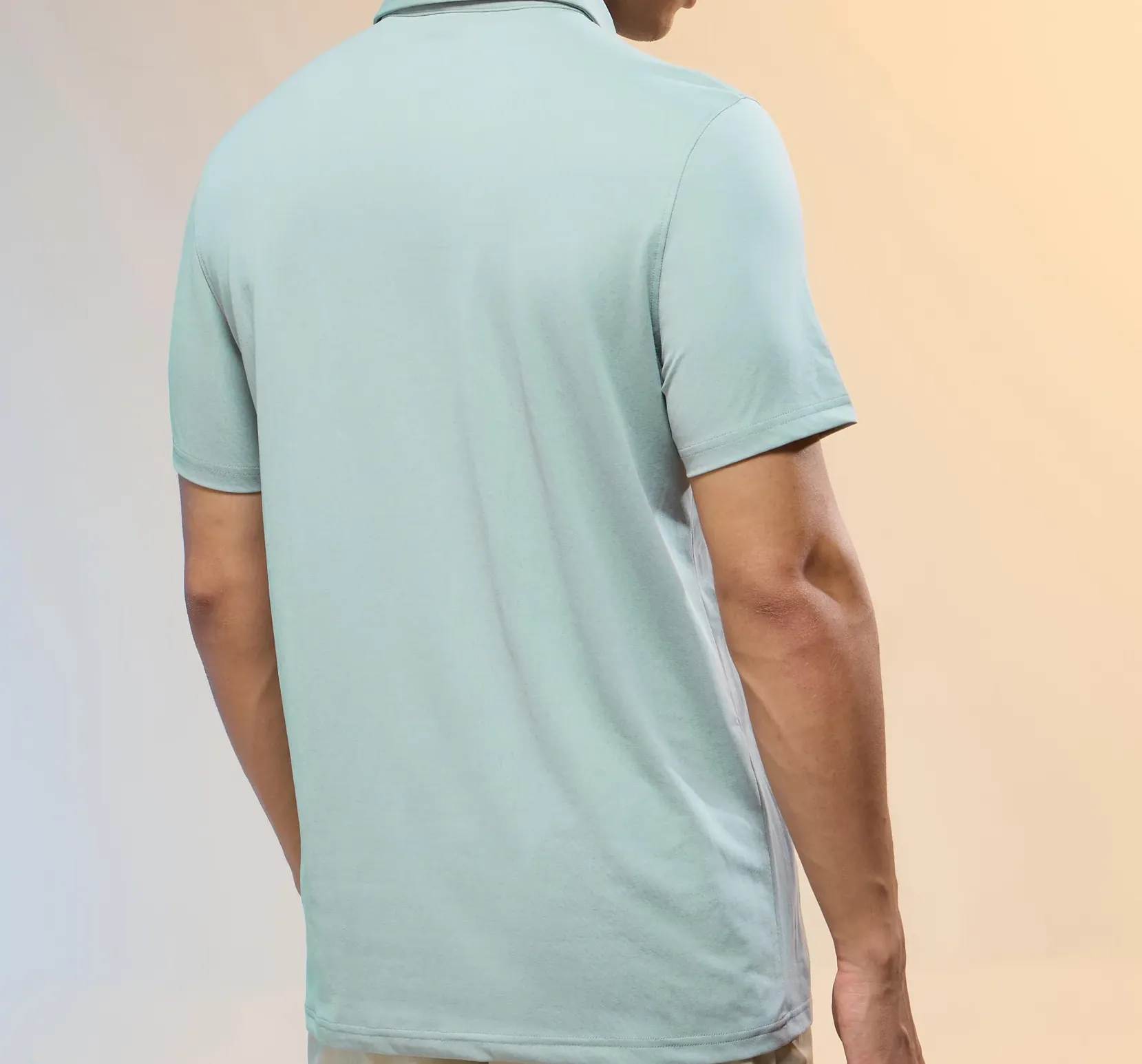 Men Solid Slim Fit Polo Aqua Grey T-shirt