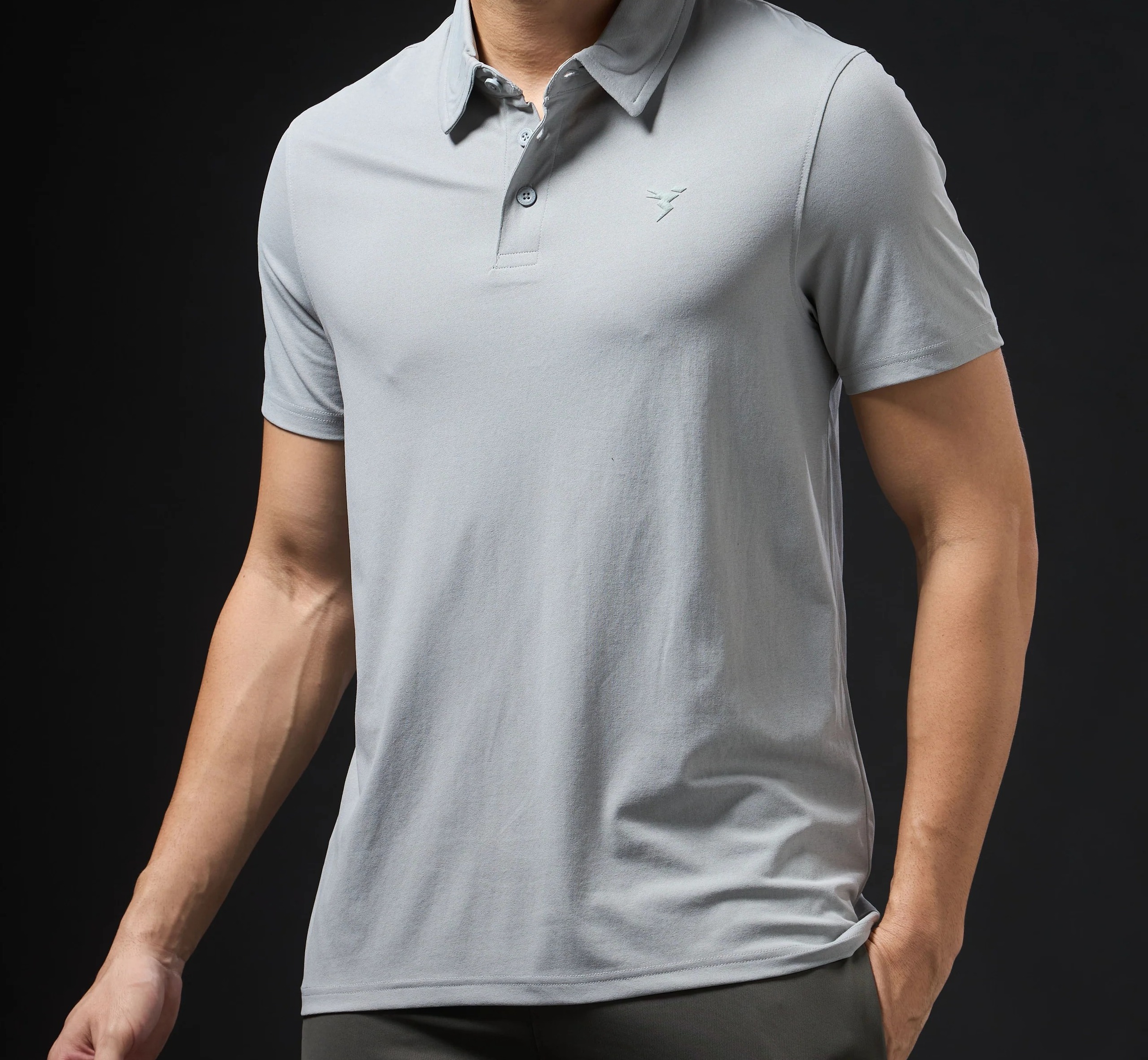 Men Solid Slim Fit Polo Ash T-shirt