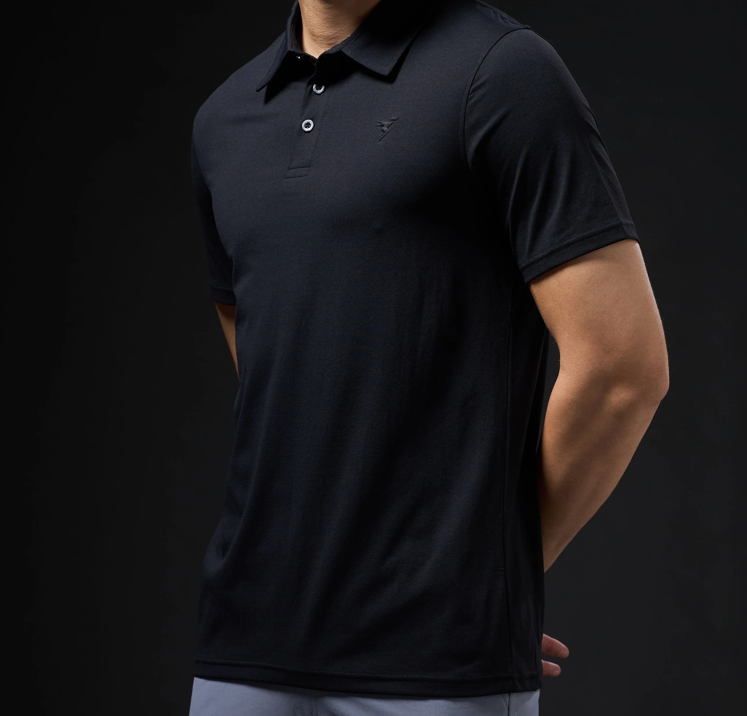 Men Solid Slim Fit Polo Black T-shirt