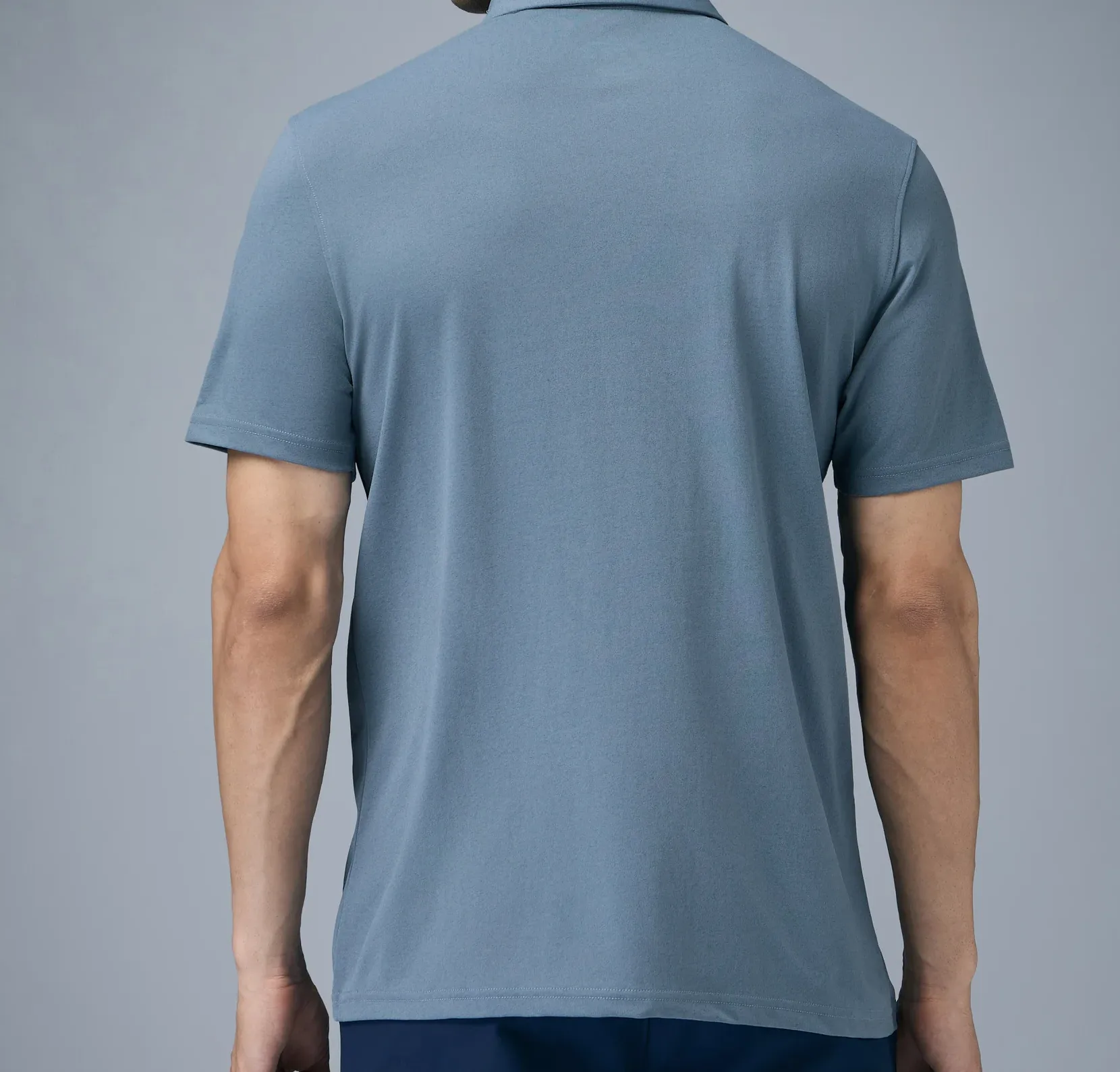 Men Solid Slim Fit Polo Blue Stone T-shirt