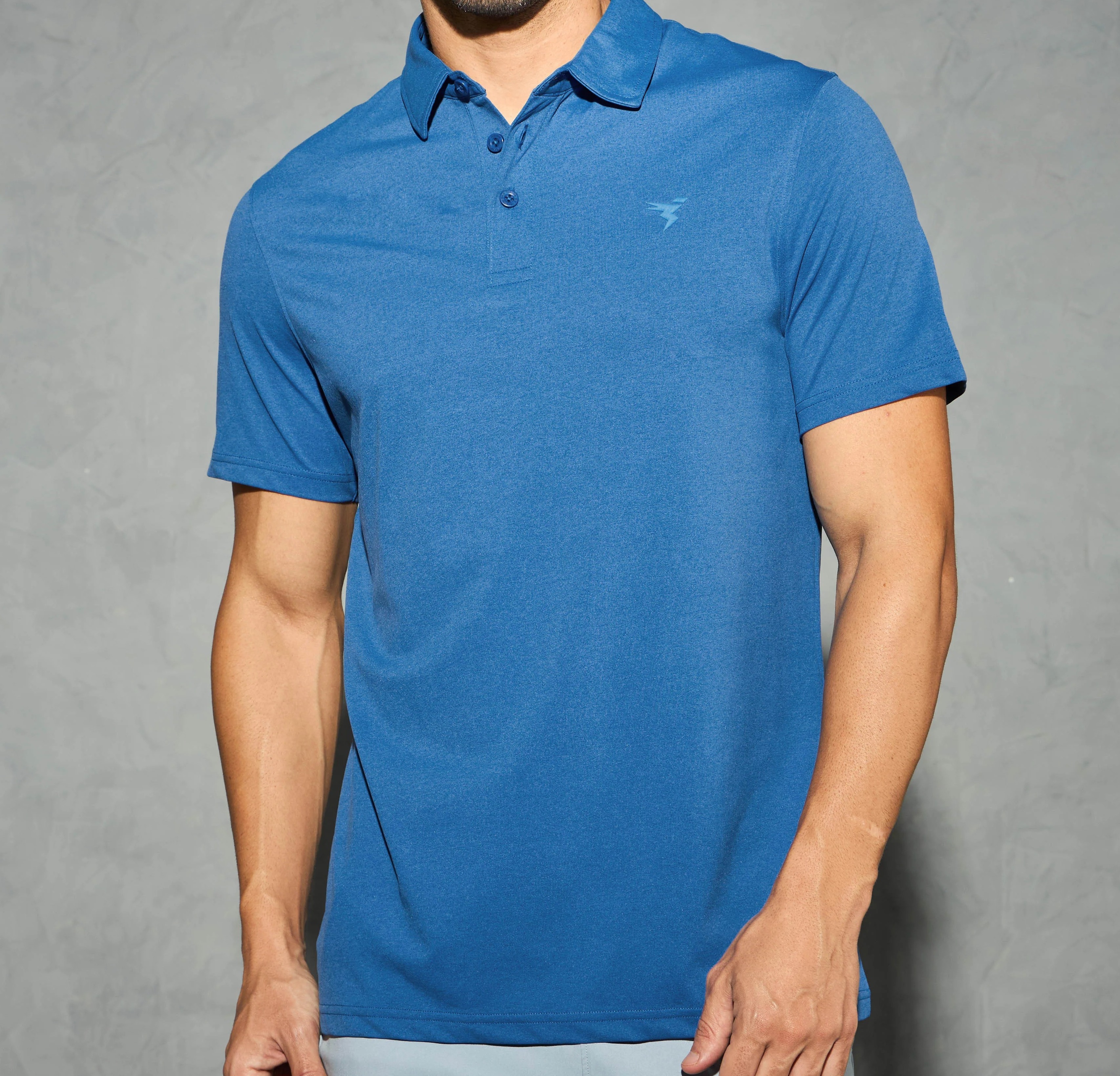Men Solid Slim Fit Polo Blue Tide T-shirt