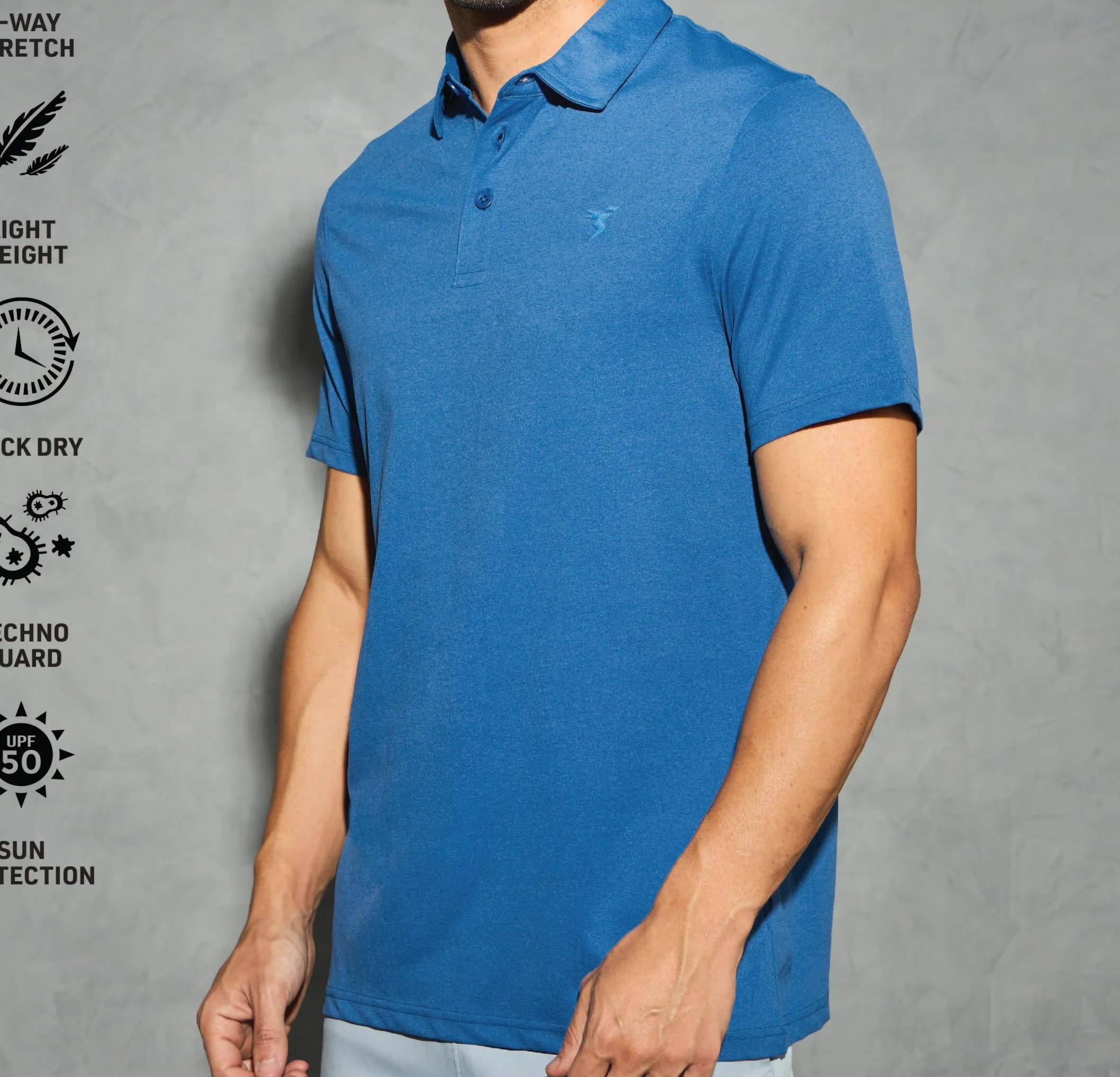 Men Solid Slim Fit Polo Blue Tide T-shirt