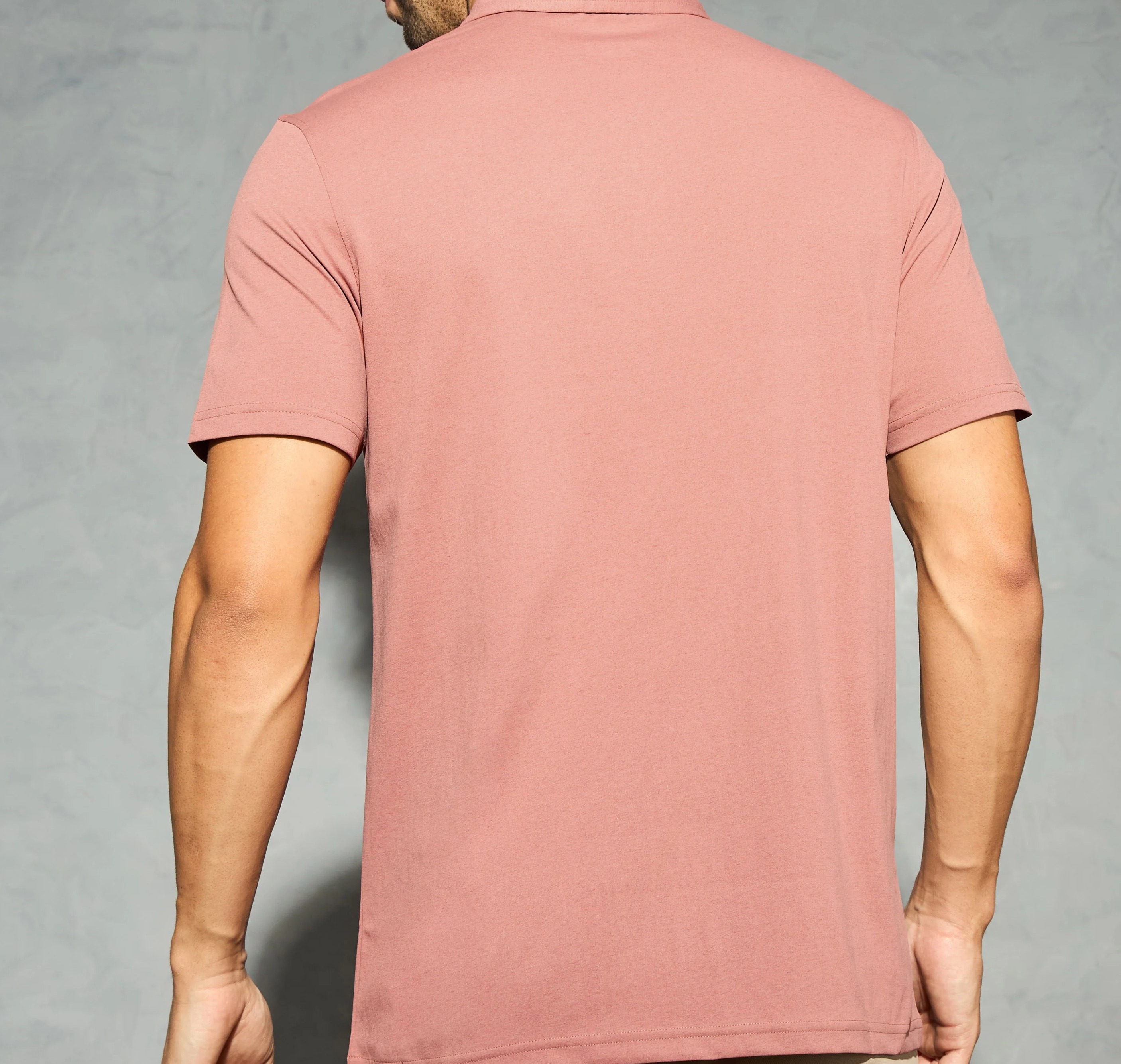 Men Solid Slim Fit Polo Dusty Rose T-shirt