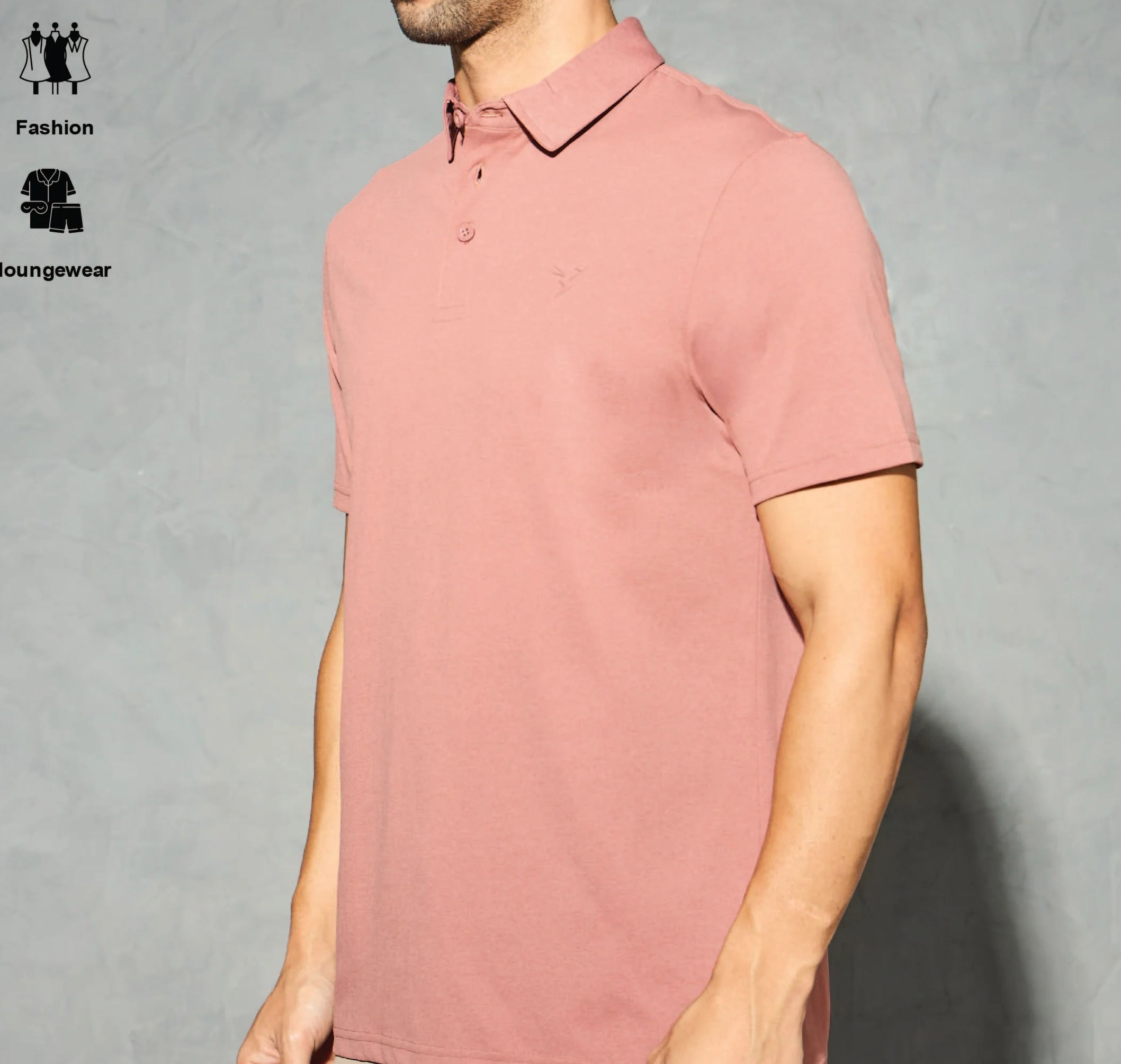 Men Solid Slim Fit Polo Dusty Rose T-shirt