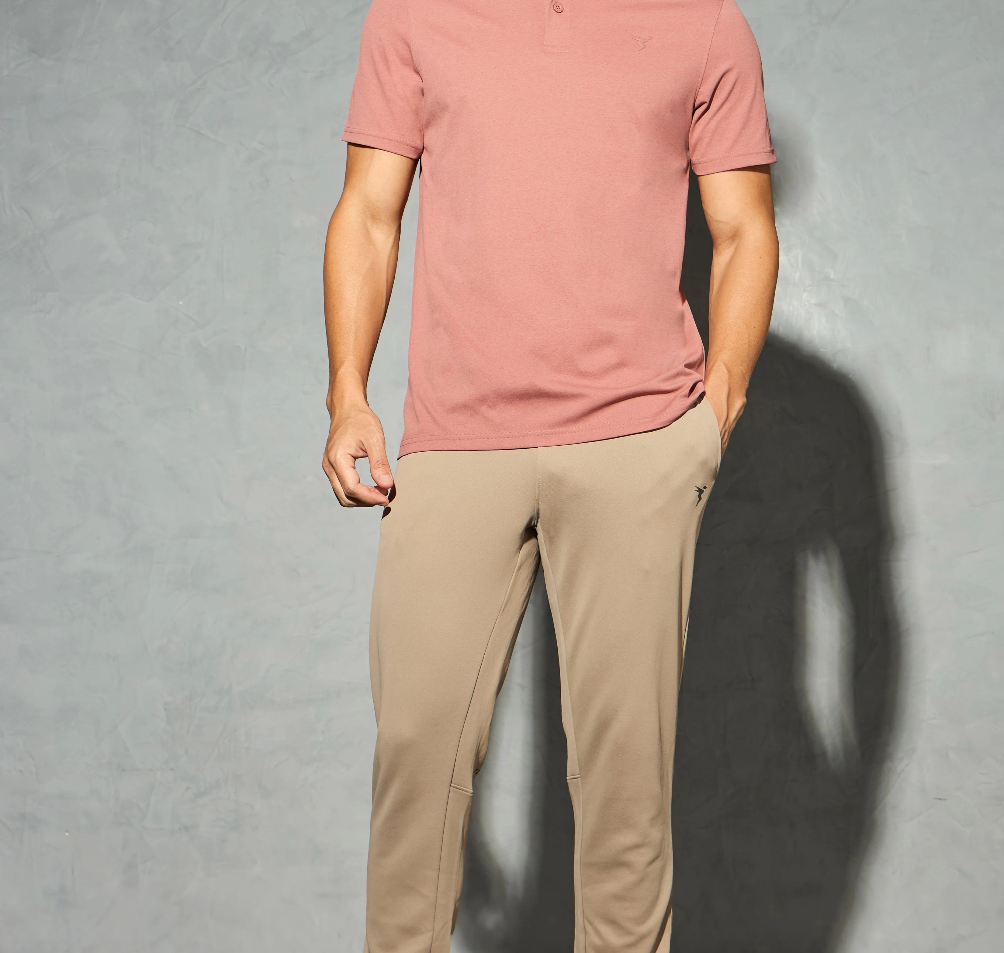 Men Solid Slim Fit Polo Dusty Rose T-shirt