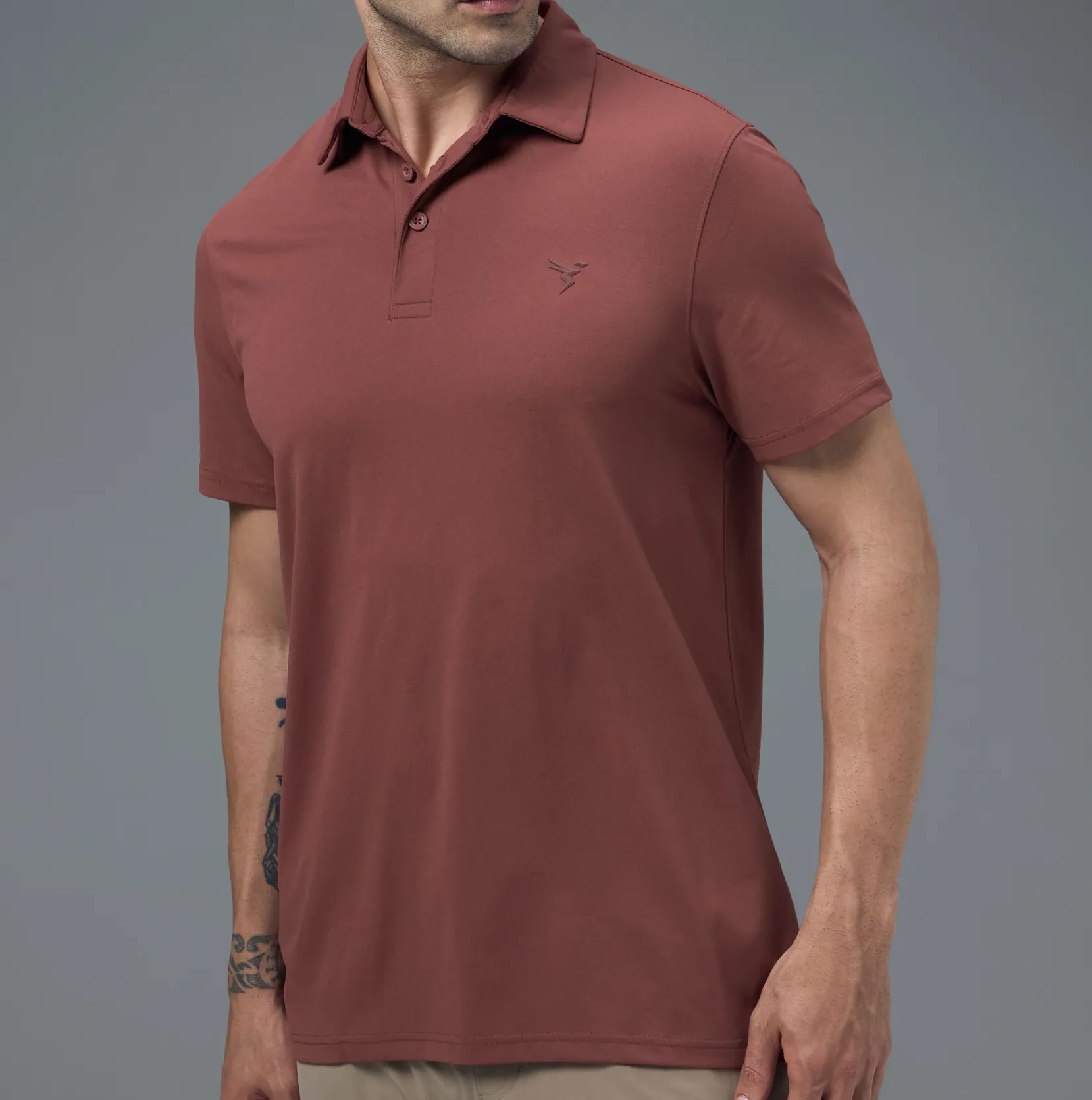 Men Solid Slim Fit Polo Marsala T-shirt
