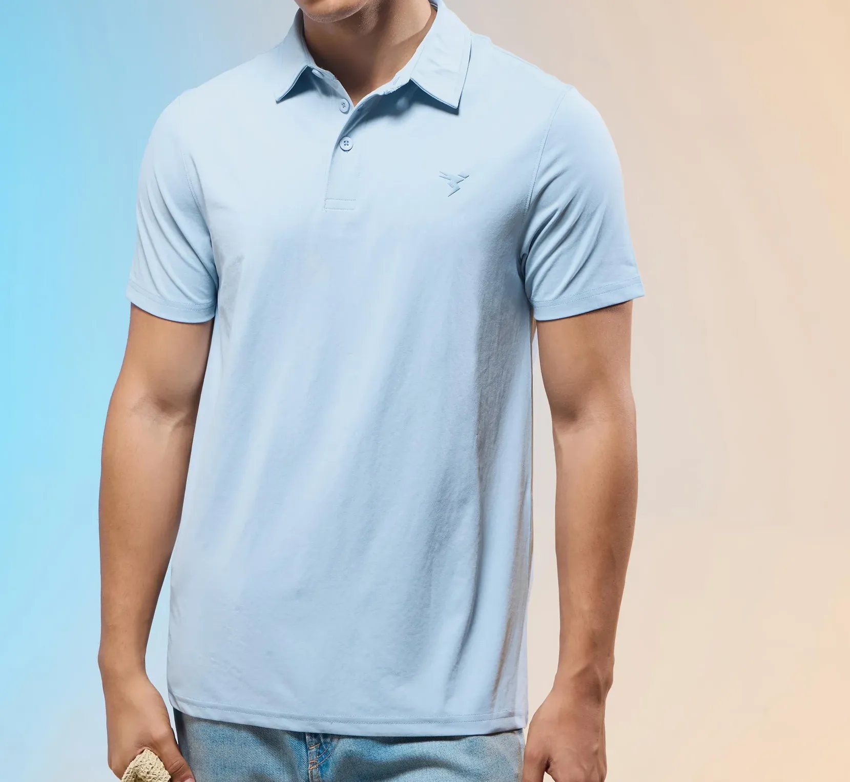 Men Solid Slim Fit Polo Omphalodes T-shirt