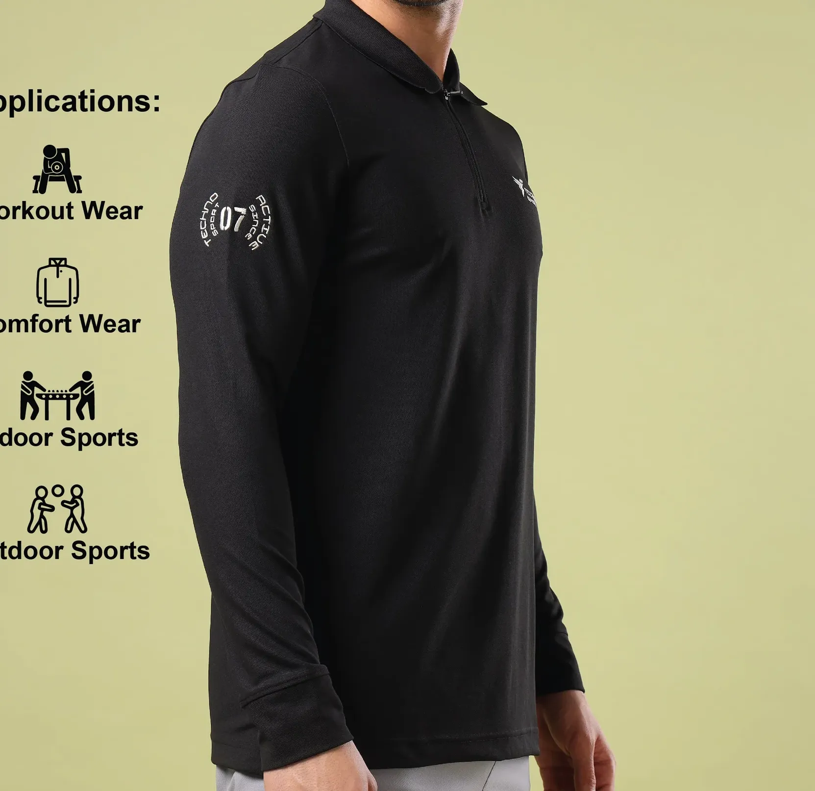 Men Solid Slim Fit Polo Sports Black T-shirt