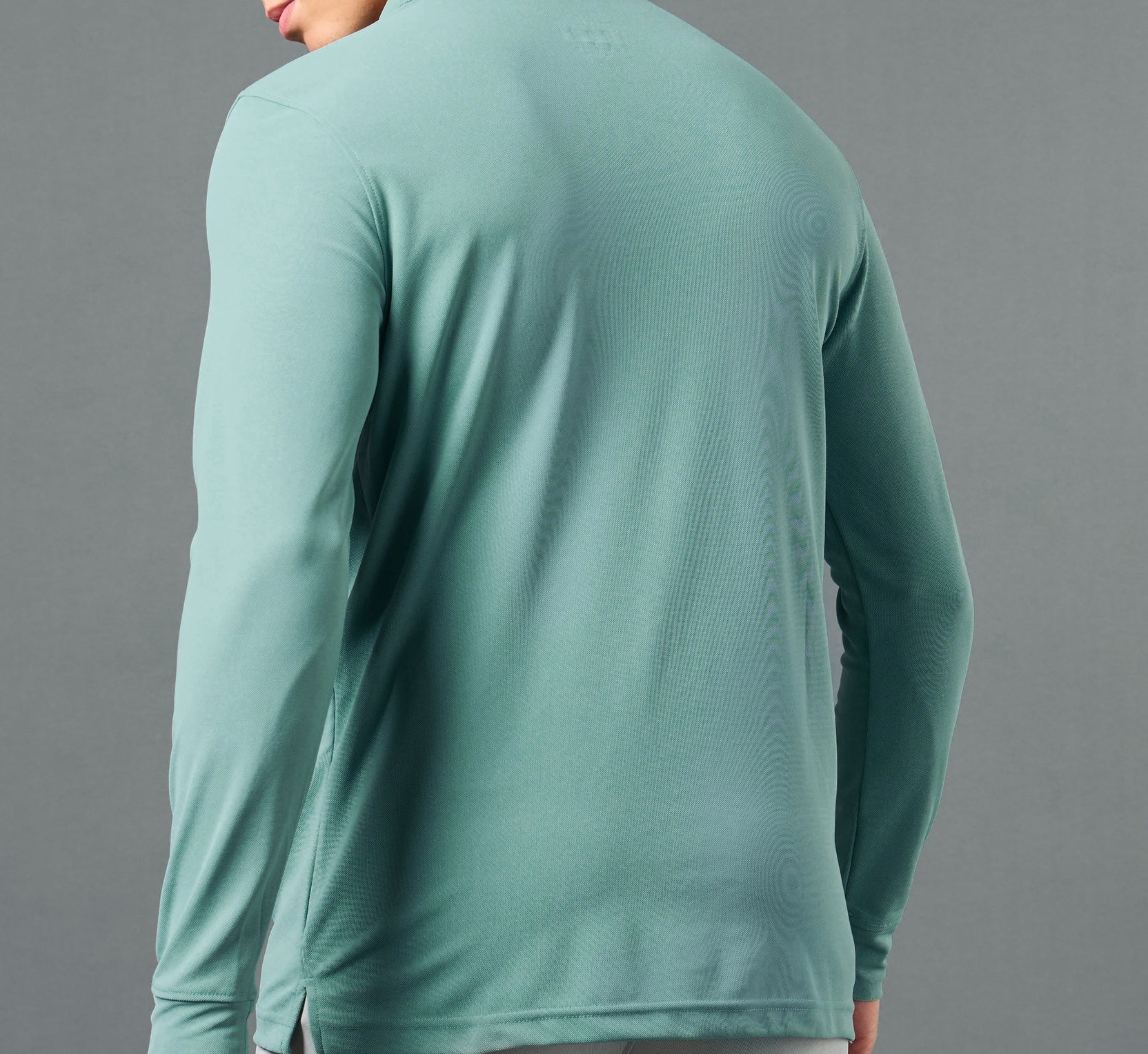 Men Solid Slim Fit Polo Sports Lake Green T-shirt