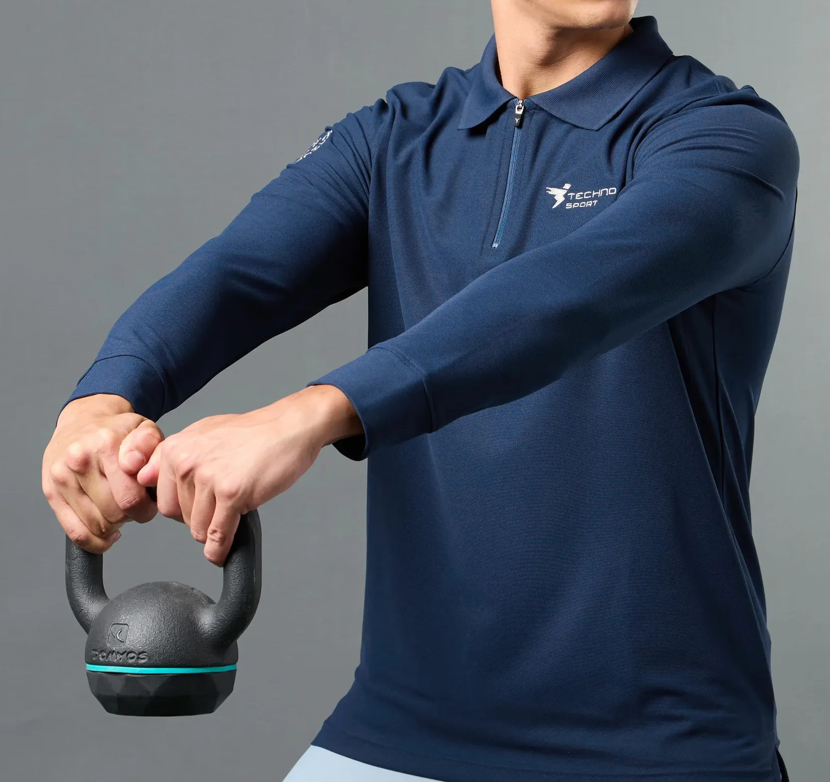 Men Solid Slim Fit Polo Sports Navy T-shirt