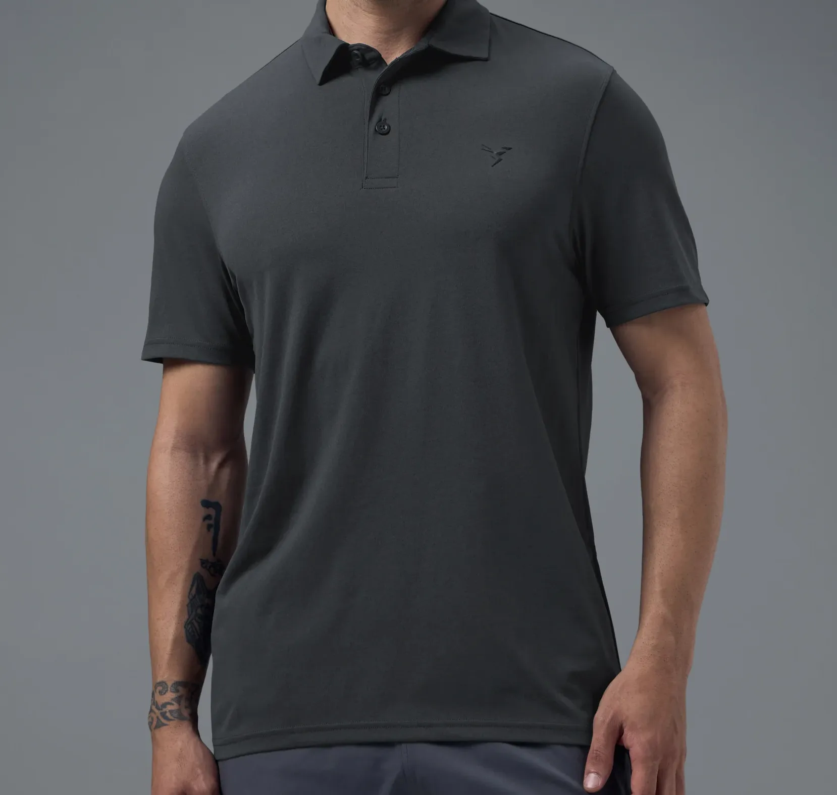 Men Solid Slim Fit Polo Woodland Gray T-shirt