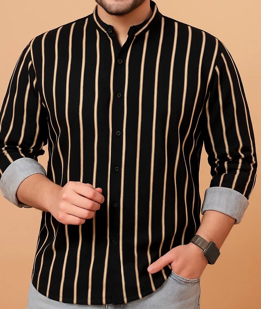 Mens Chinese Collar Linen Shirt