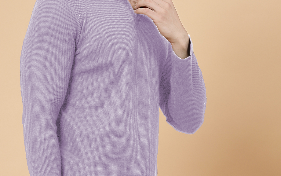 Mens Light Purple Waffle  T-Shirt