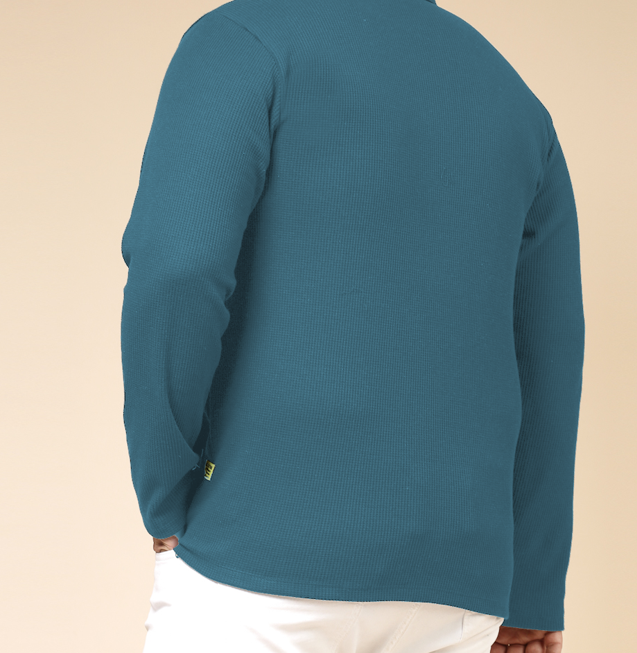 Mens Teal Waffle  T-Shirt