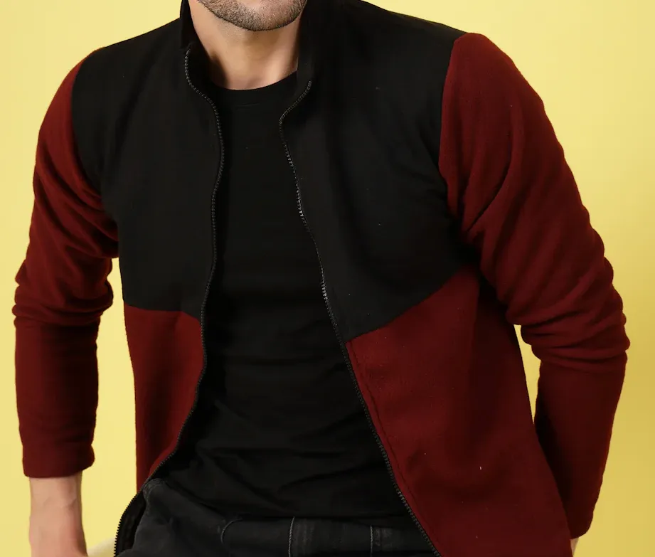 Modern Fit High Neck Dark Maroon Sweatshirt