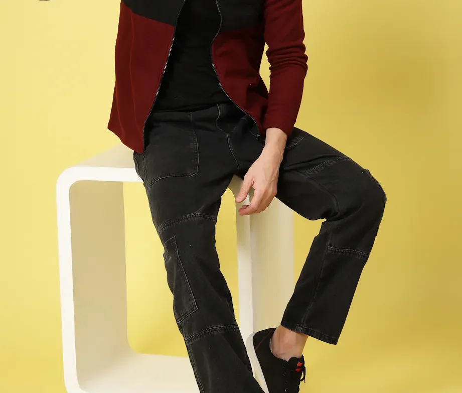 Modern Fit High Neck Dark Maroon Sweatshirt