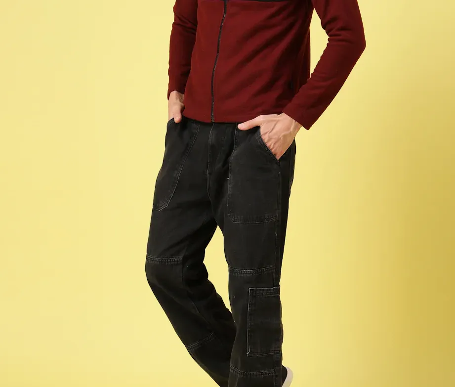 Modern Fit High Neck Dark Maroon Sweatshirt